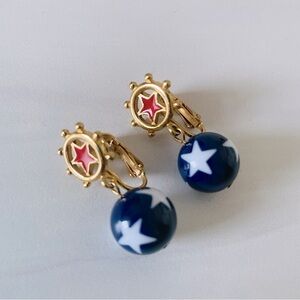 Avon Vintage 1992 Patriotic/Nautical Star Spangle Dangle Clip on Earrings